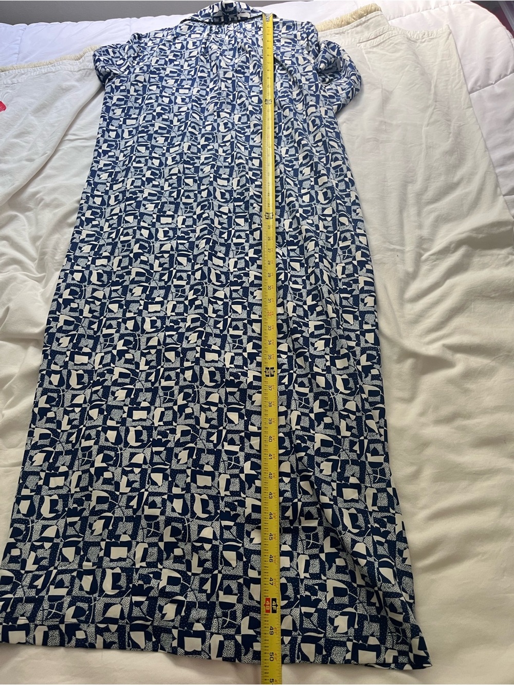 J. McLaughlin Geometric Tulip Long Sleeve Collared Hidden Button Dress Medium - Picture 13 of 13